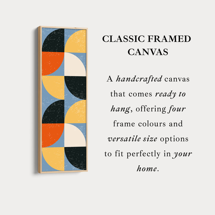Geometric Half Circle Pattern Vertical Framed Canvas Wall Art for Bedroom or Hallway