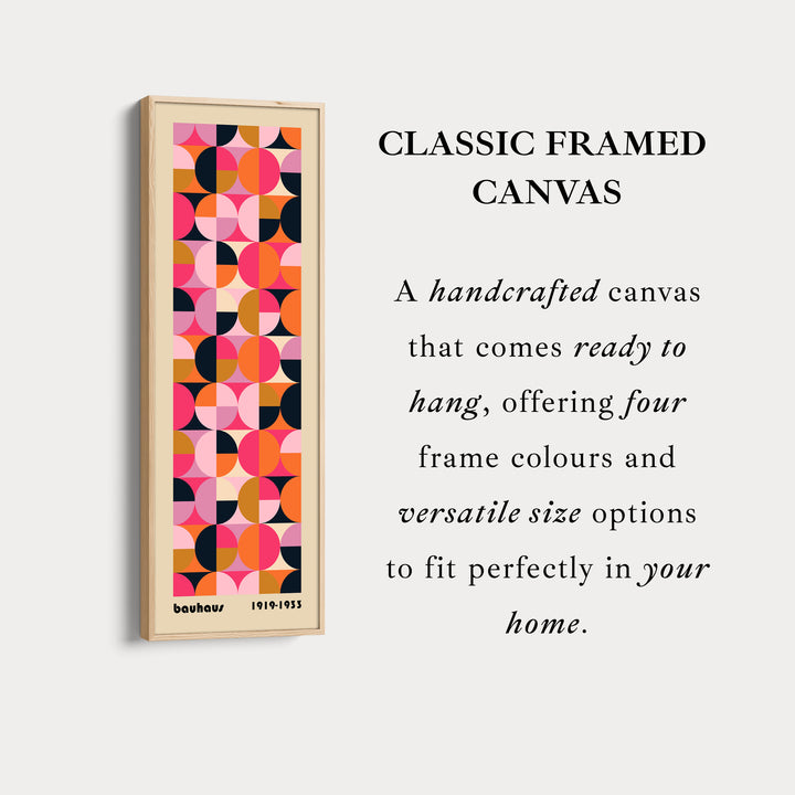 Minimalist Bauhaus Half Circles Vertical Framed Canvas Wall Art for Bedroom or Office