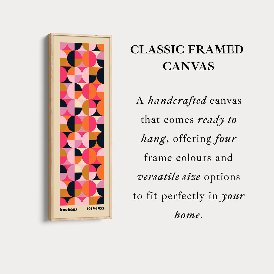 Minimalist Bauhaus Half Circles Vertical Framed Canvas Wall Art for Bedroom or Office