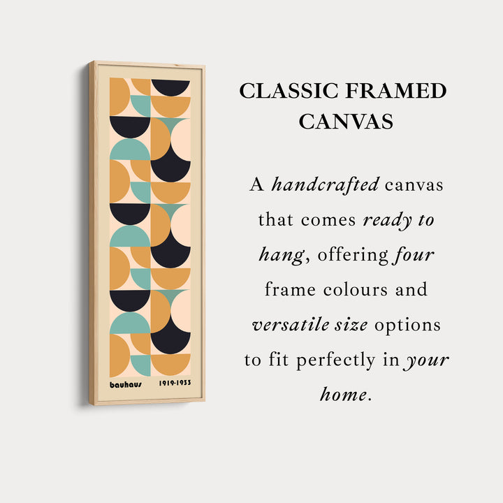 Retro Bauhaus Overlapping Shapes Vertical Framed Canvas Wall Art for Living Room or Study