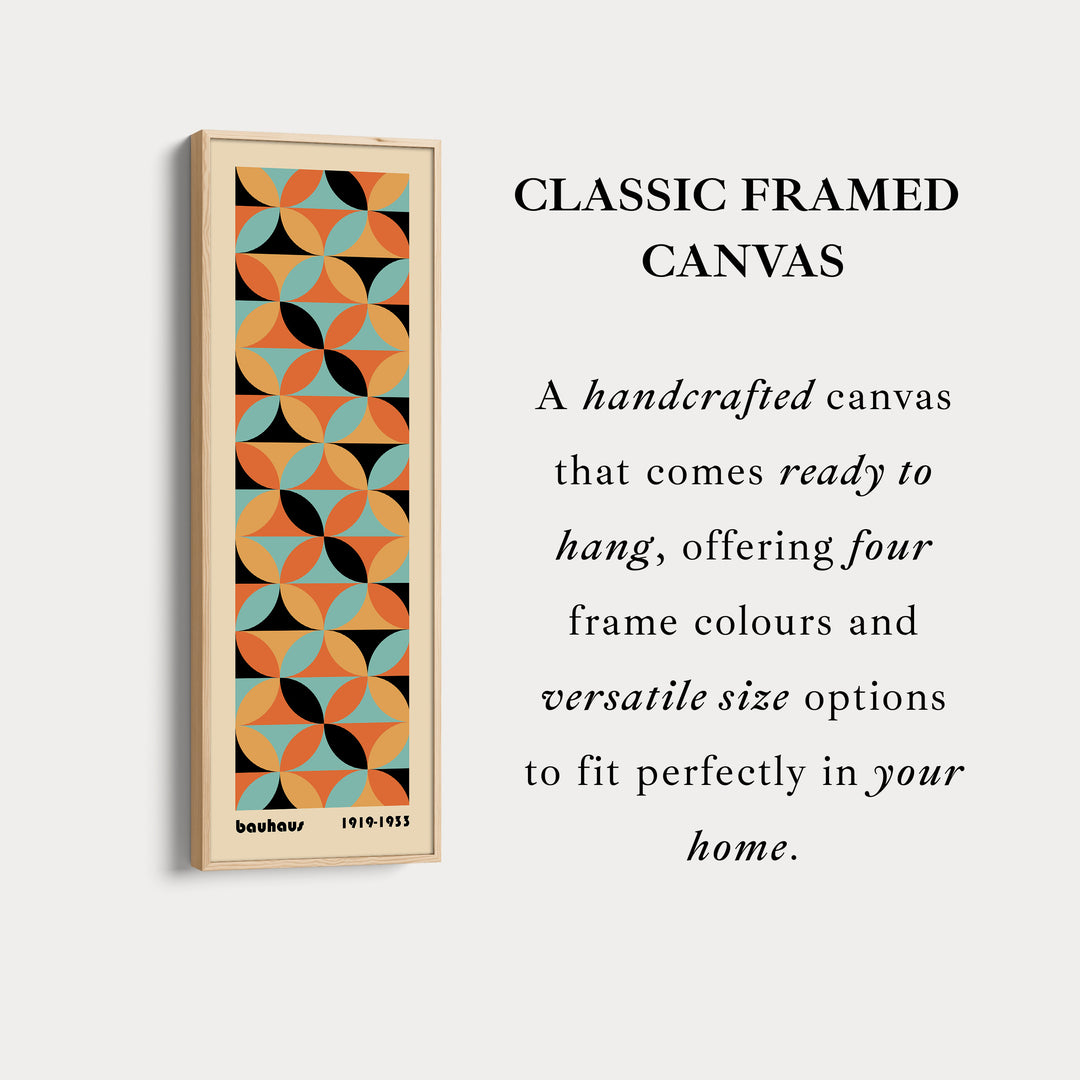 Bold Yellow Bauhaus Geometry Vertical Framed Canvas Wall Art for Office or Hallway