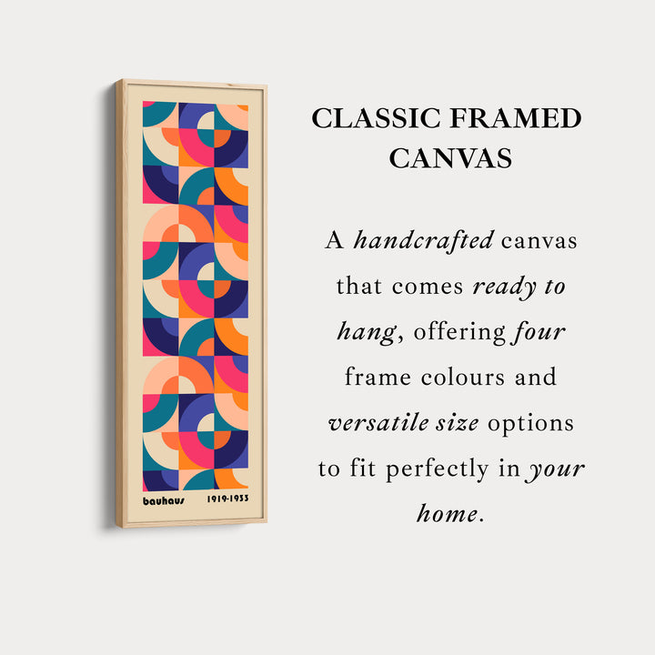 Orange and Blue Bauhaus Pattern Vertical Framed Canvas Wall Art for Bedroom or Living Room