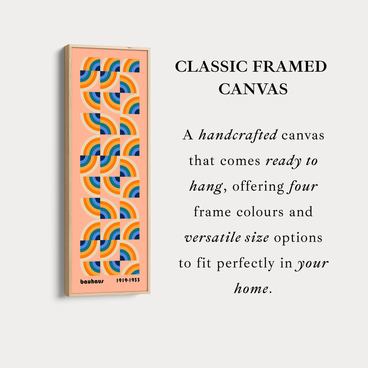 Vibrant Bauhaus Rainbow Arches Vertical Framed Canvas Wall Art for Living Room or Office