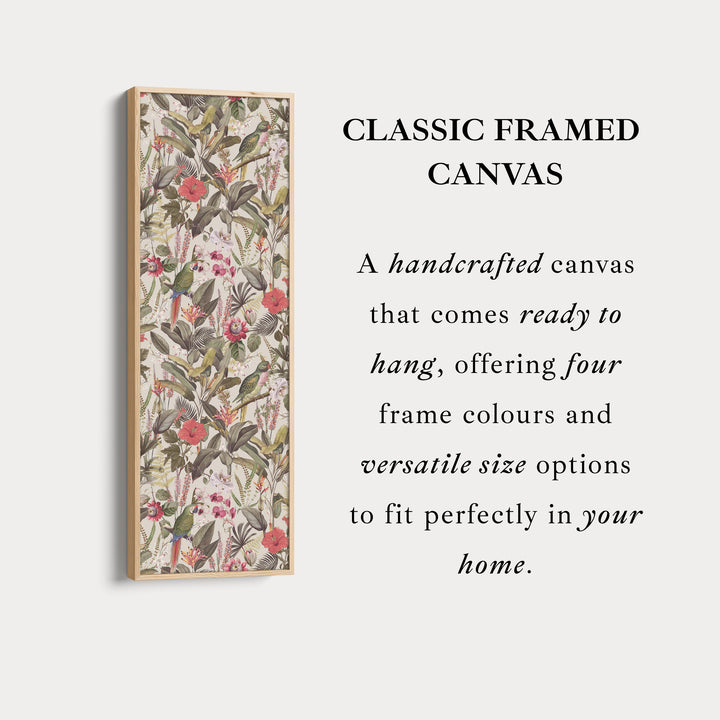 Skinny Wall Art Tropical Botanical Parrot Vertical Canvas For Hallway