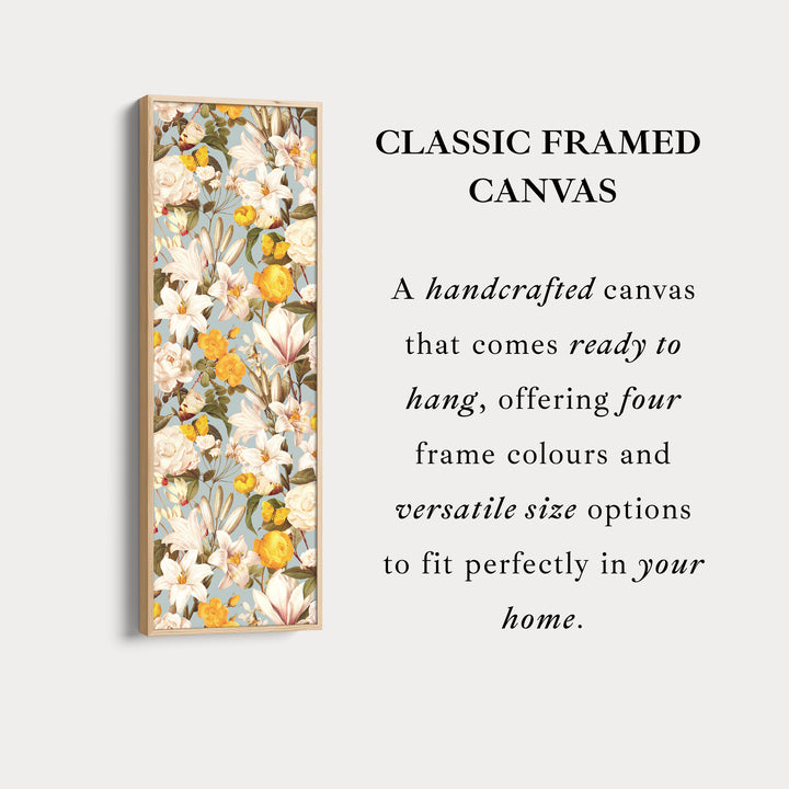 Long Vertical Canvas Yellow White Florals Narrow Wall Art For Kitchen