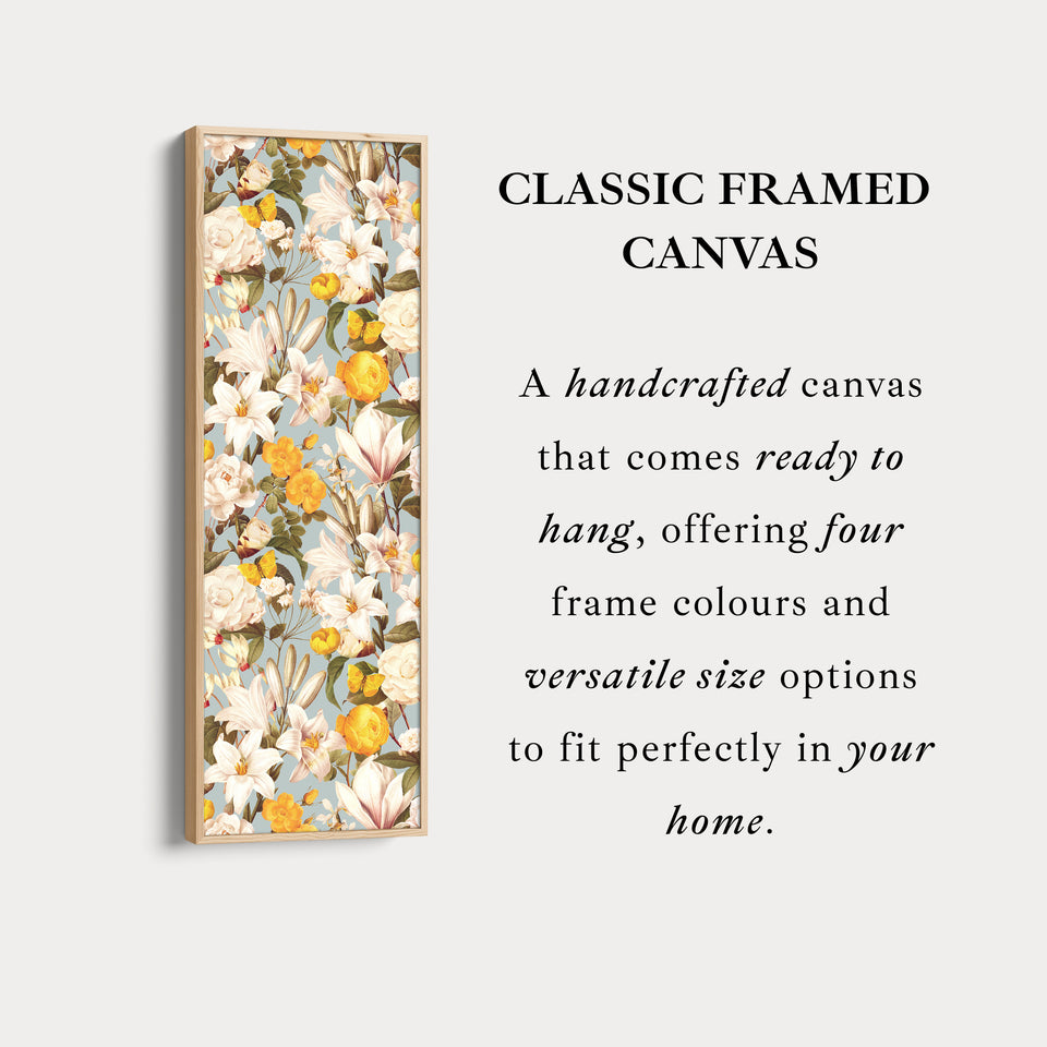 Long Vertical Canvas Yellow White Florals Narrow Wall Art For Kitchen