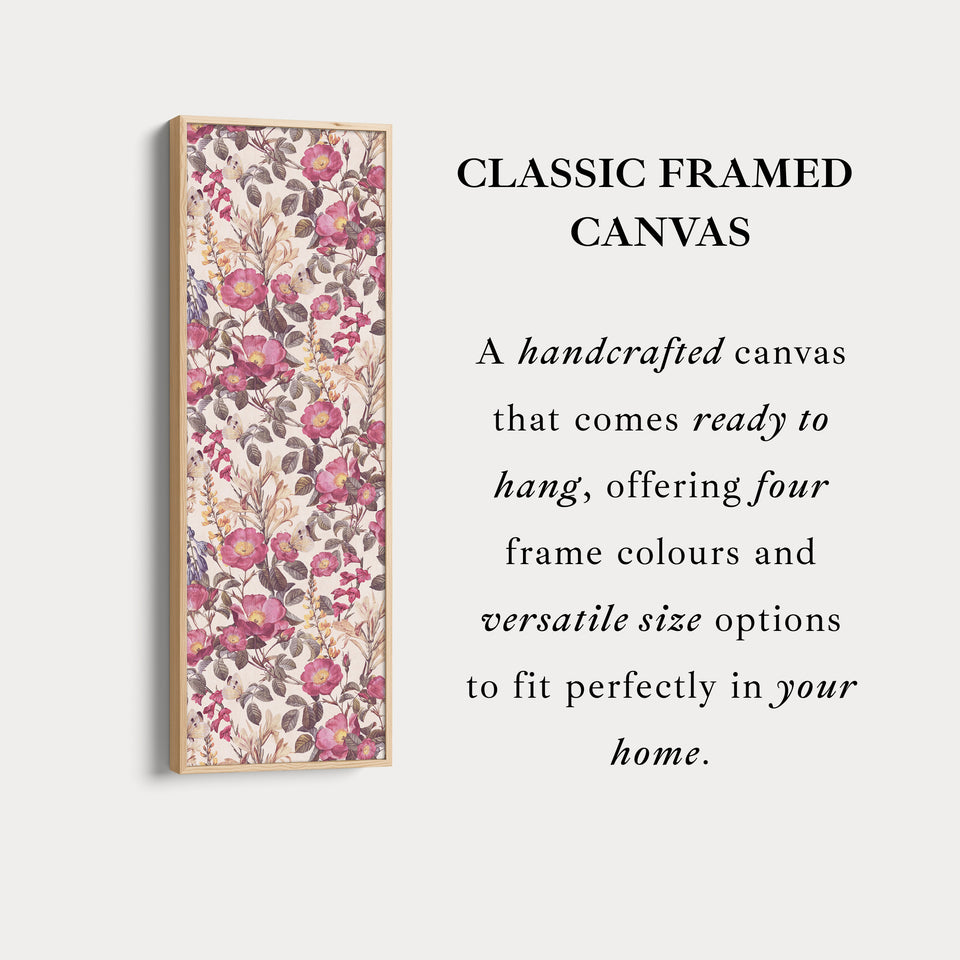 Tall Canvas Wall Art Pink Wildflowers Vertical Framed Canvas For Bedroom