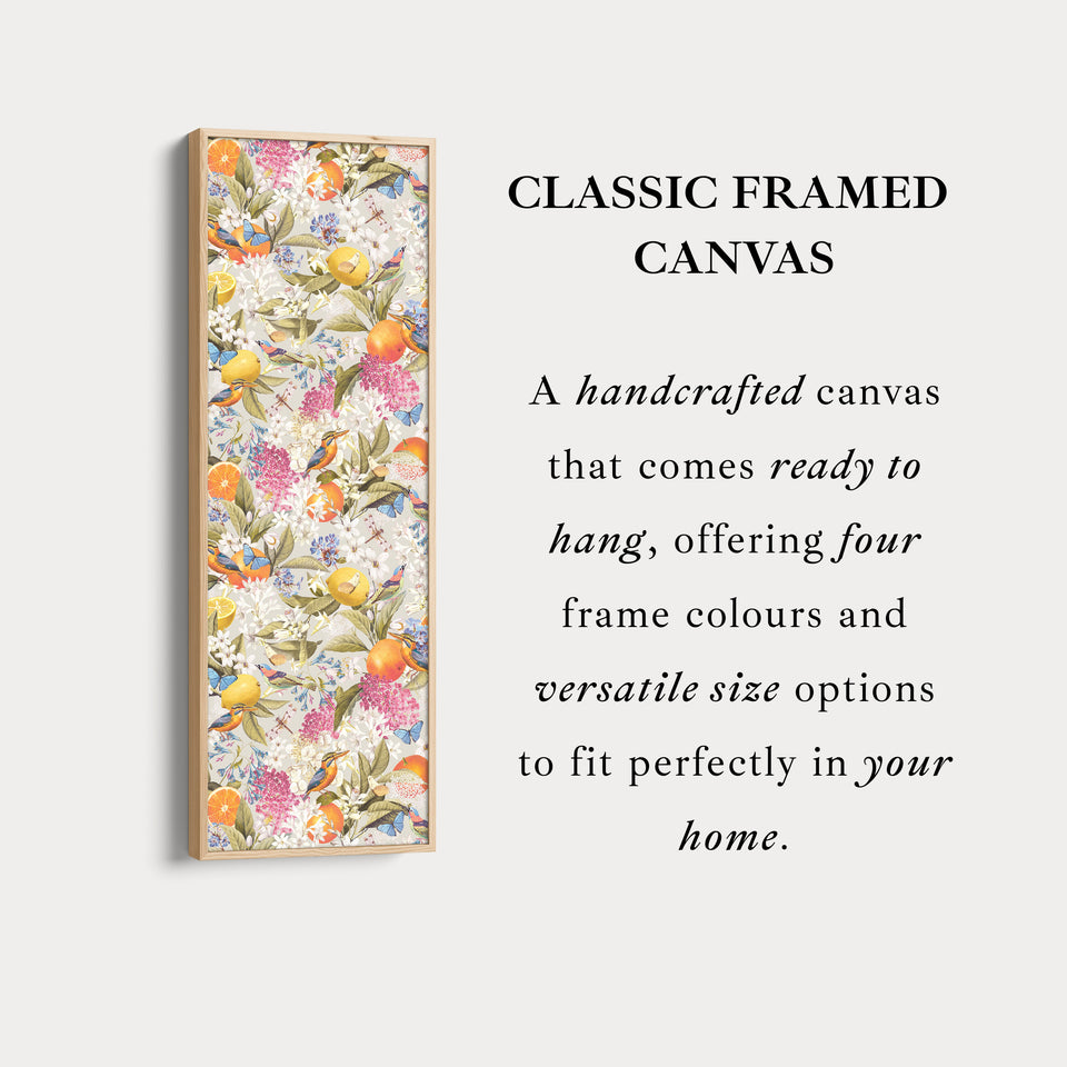 Tall Canvas Wall Art Botanical Oranges And Flowers Vertical Wall Art For Kitchen