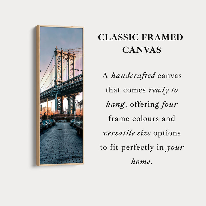 Narrow Wall Art Manhattan Bridge Vertical Framed Canvas For Hallway