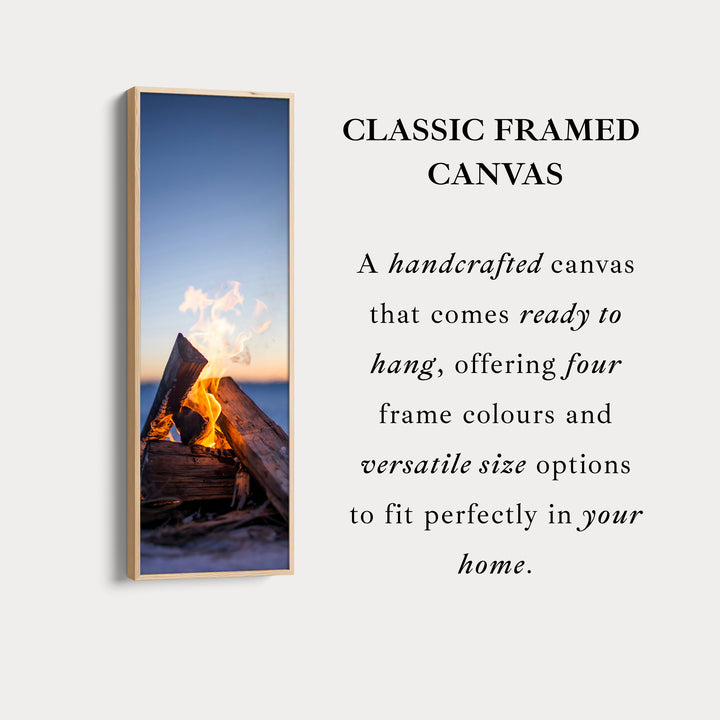 Long Vertical Canvas Campfire Flames Skinny Wall Art For Living Room