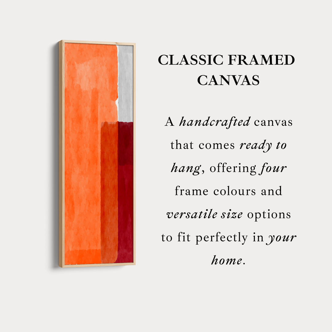 Vertical Framed Canvas Orange Red Geometric Pattern For Office