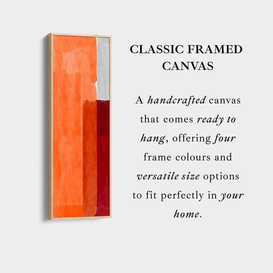 Vertical Framed Canvas Orange Red Geometric Pattern For Office