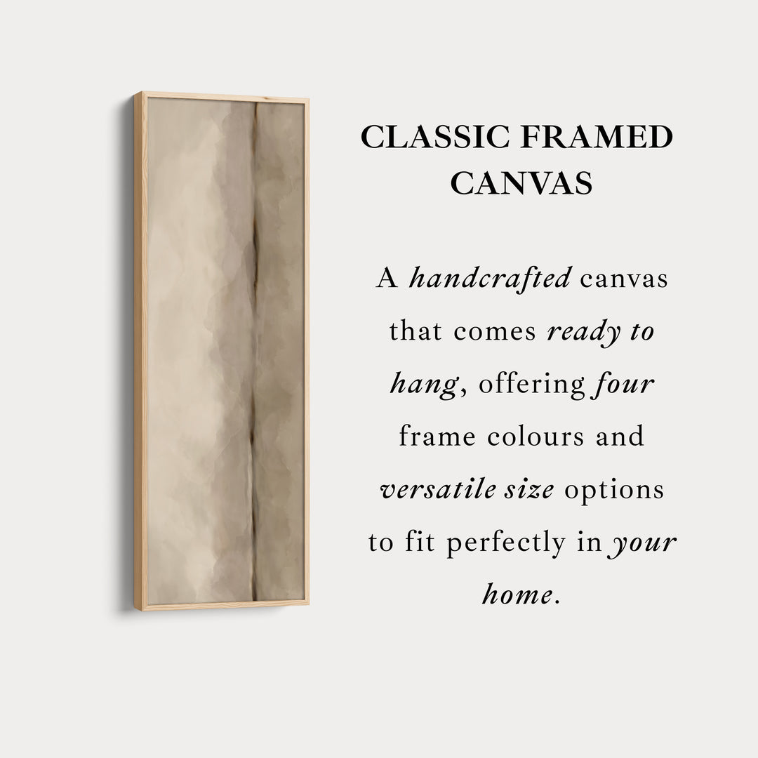 Vertical Framed Canvas Beige Minimal Wall Art For Bedroom Or Hallway