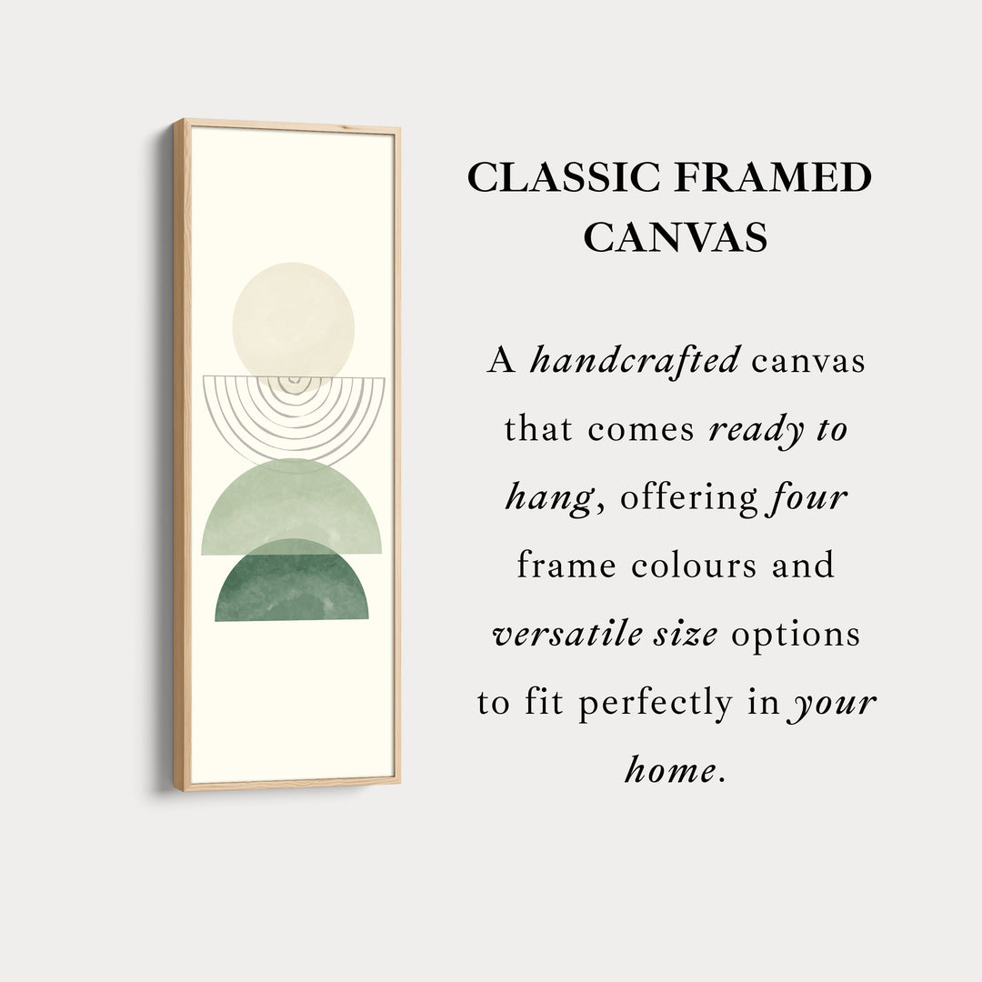 Vertical Framed Canvas Abstract Stacked Shapes In Green And Beige