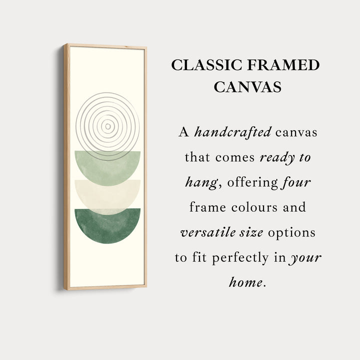 Tall Canvas Wall Art Green Minimal Ring And Shape Abstract