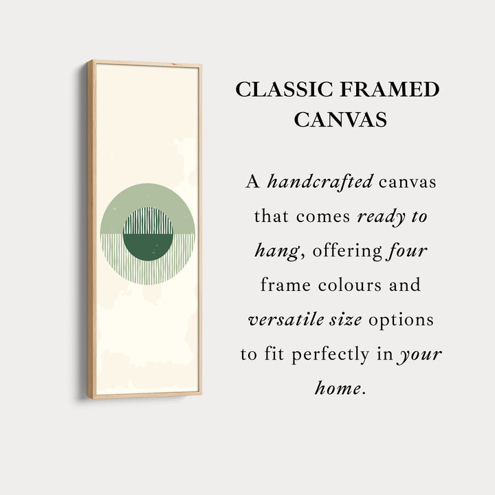 Vertical Framed Canvas Minimal Green Circle Statement