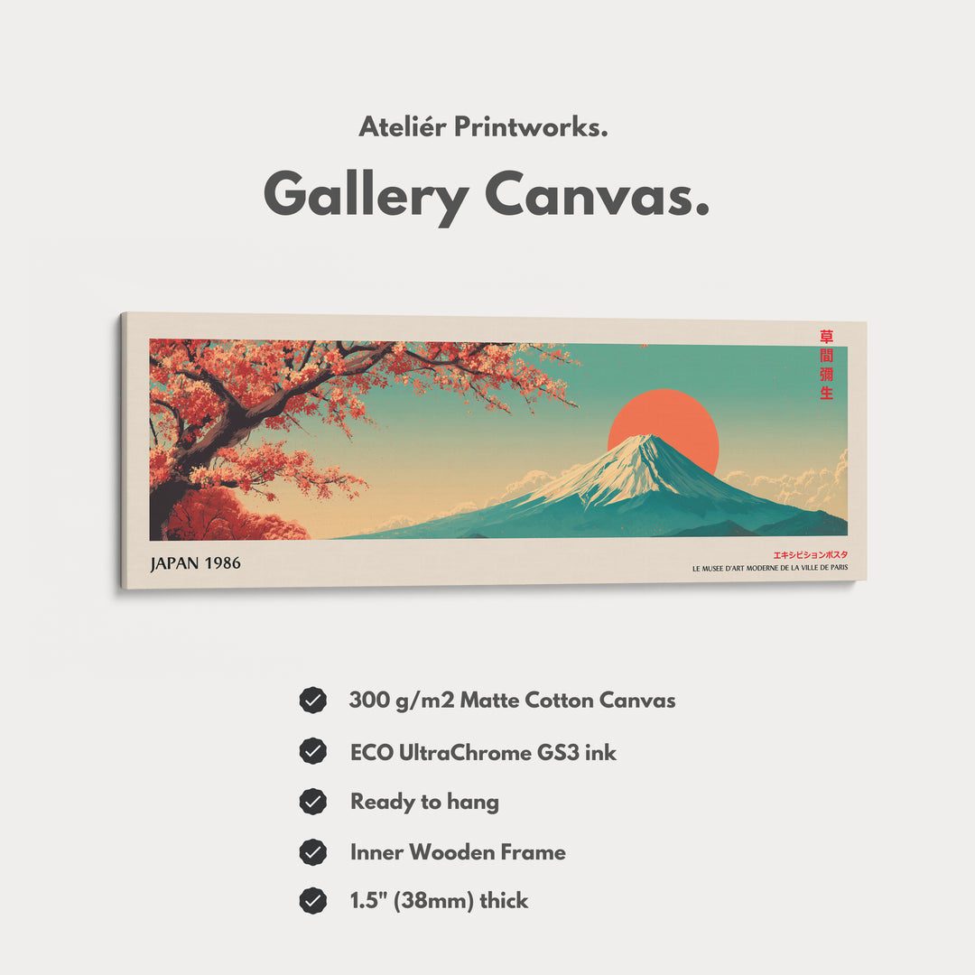 Mount Fuji Horizontal Wall Art – Japandi Cherry Blossom Mountain Print