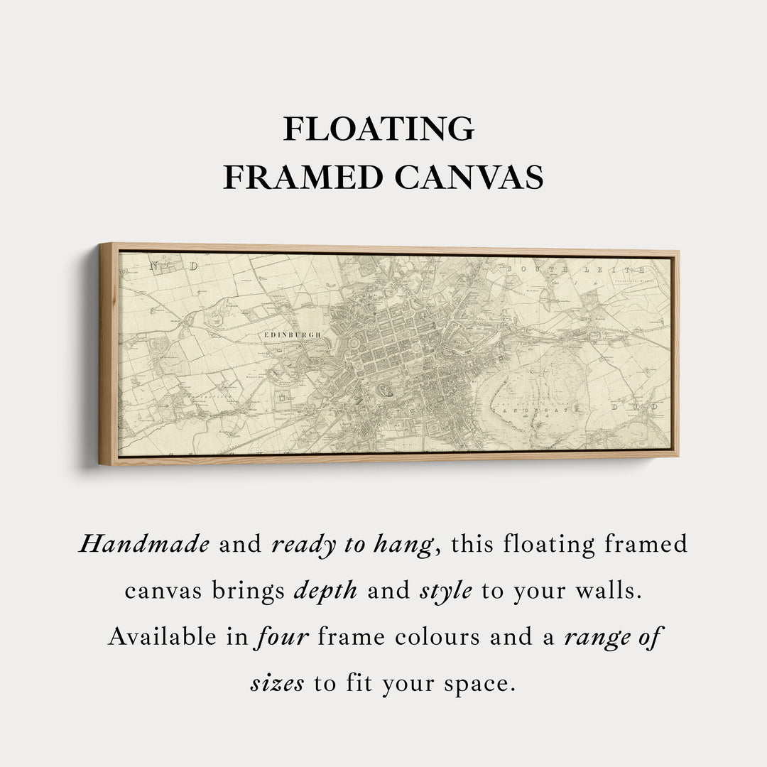 Edinburgh 1853 Map Long Narrow Canvas Wide Wall Art For Bedroom Or Hallway