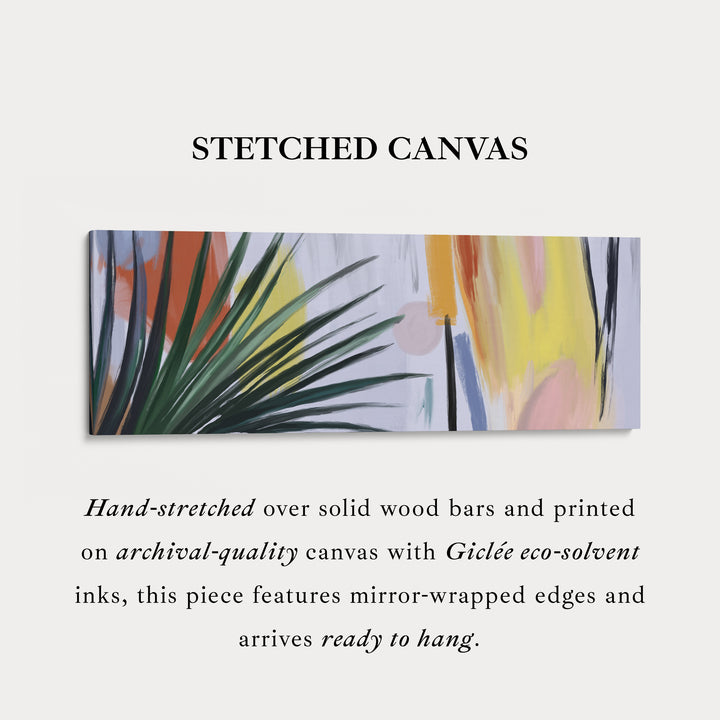 Horizontal Tropical Abstract Palm Fronds Wall Art for Living Room or Bedroom