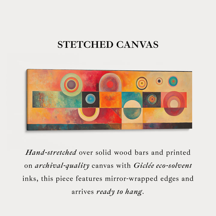 Abstracte geometrische cirkels horizontale lange wanddecoratie