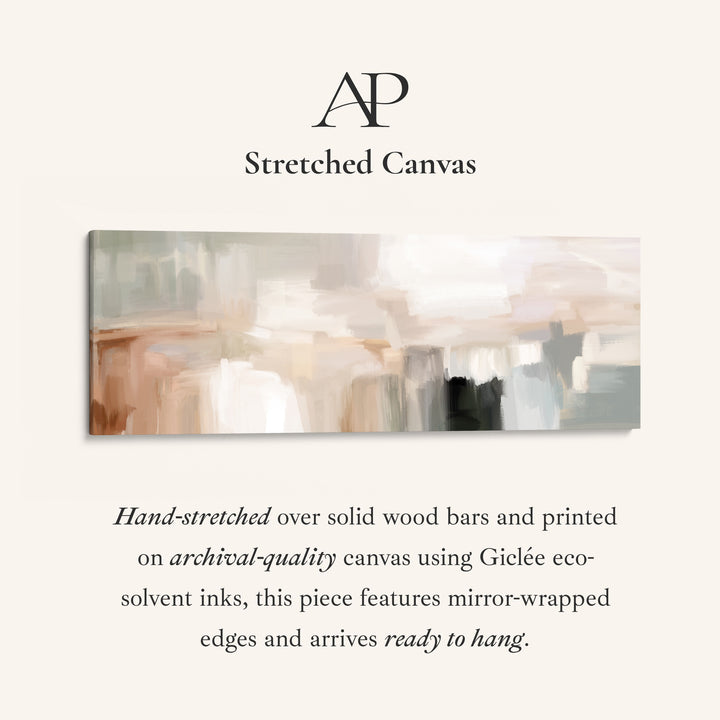 Art mural abstrait horizontal large beige minimaliste