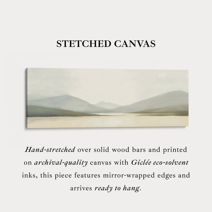 Watercolor Mountain and Lake Long Horizontal Large Canvas Wall Art