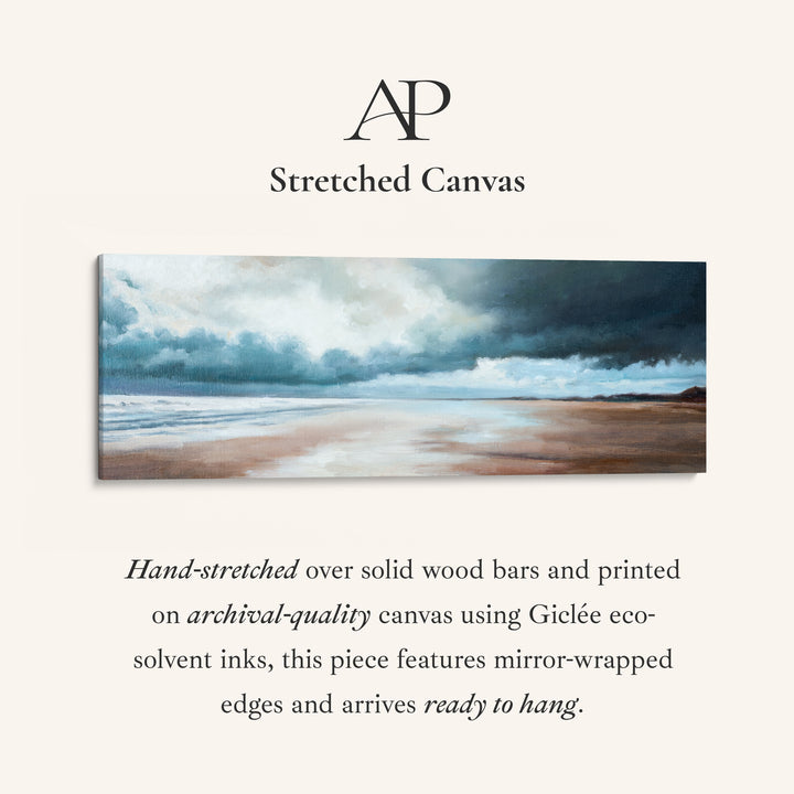 Wide Wall Art Stormy Coastal Shoreline For Hallway Moody Seaside Scene