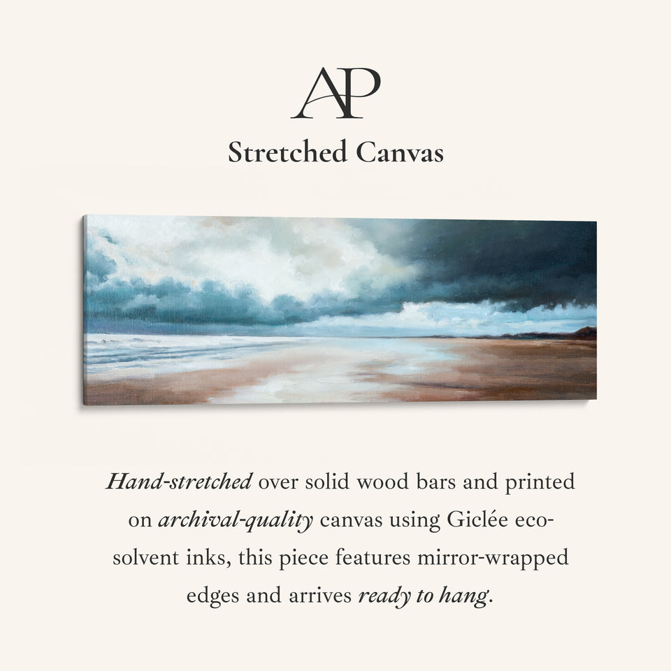Wide Wall Art Stormy Coastal Shoreline For Hallway Moody Seaside Scene