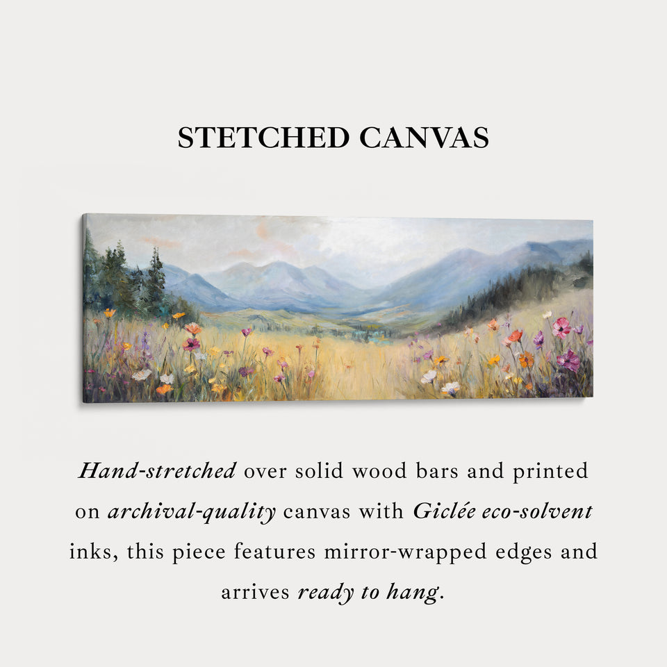 Wild Meadow Long Narrow Horizontal Framed Canvas Wall Art
