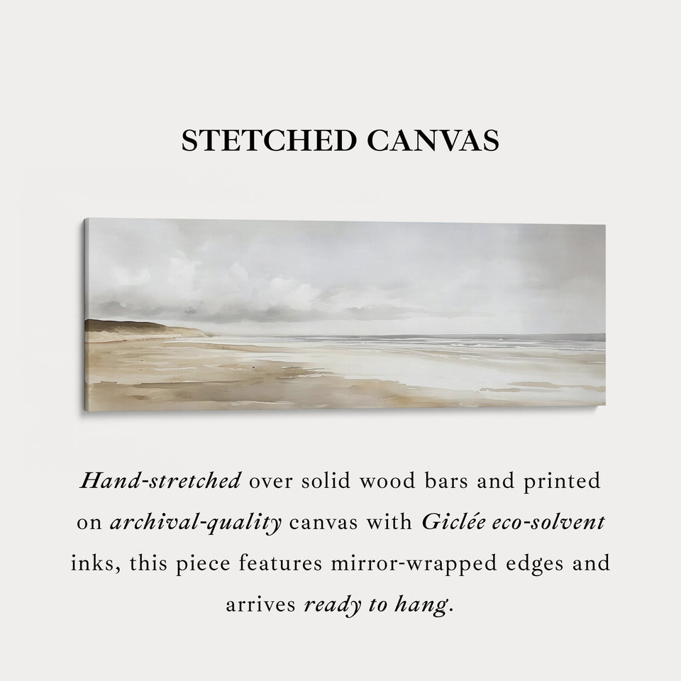 Watercolour Beach Long Narrow Large Canvas Wall Art