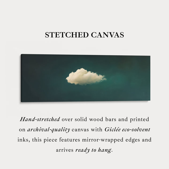 Above Bed Wall Decor - Floating Cloud Minimalist Horizontal Wall Art Green