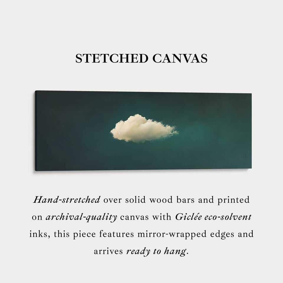 Above Bed Wall Decor - Floating Cloud Minimalist Horizontal Wall Art Green