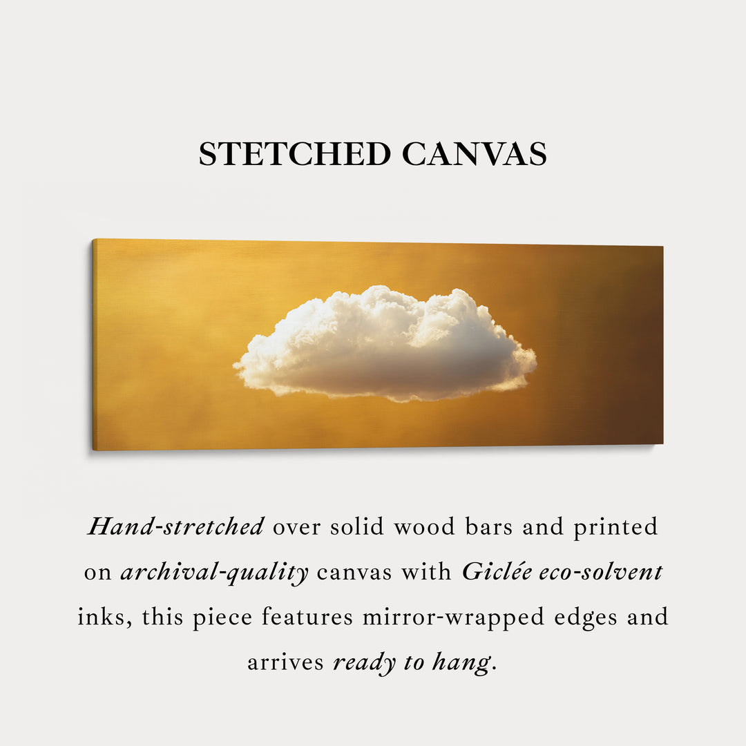 Boven Bed Muurkunst - Zwevende Gouden Wolk Minimalistische Horizontale Muurkunst