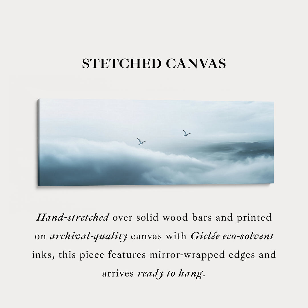 Panoramische Minimalistische Wolk Lange Smalle Muurkunst Groot Ingelijst Canvas