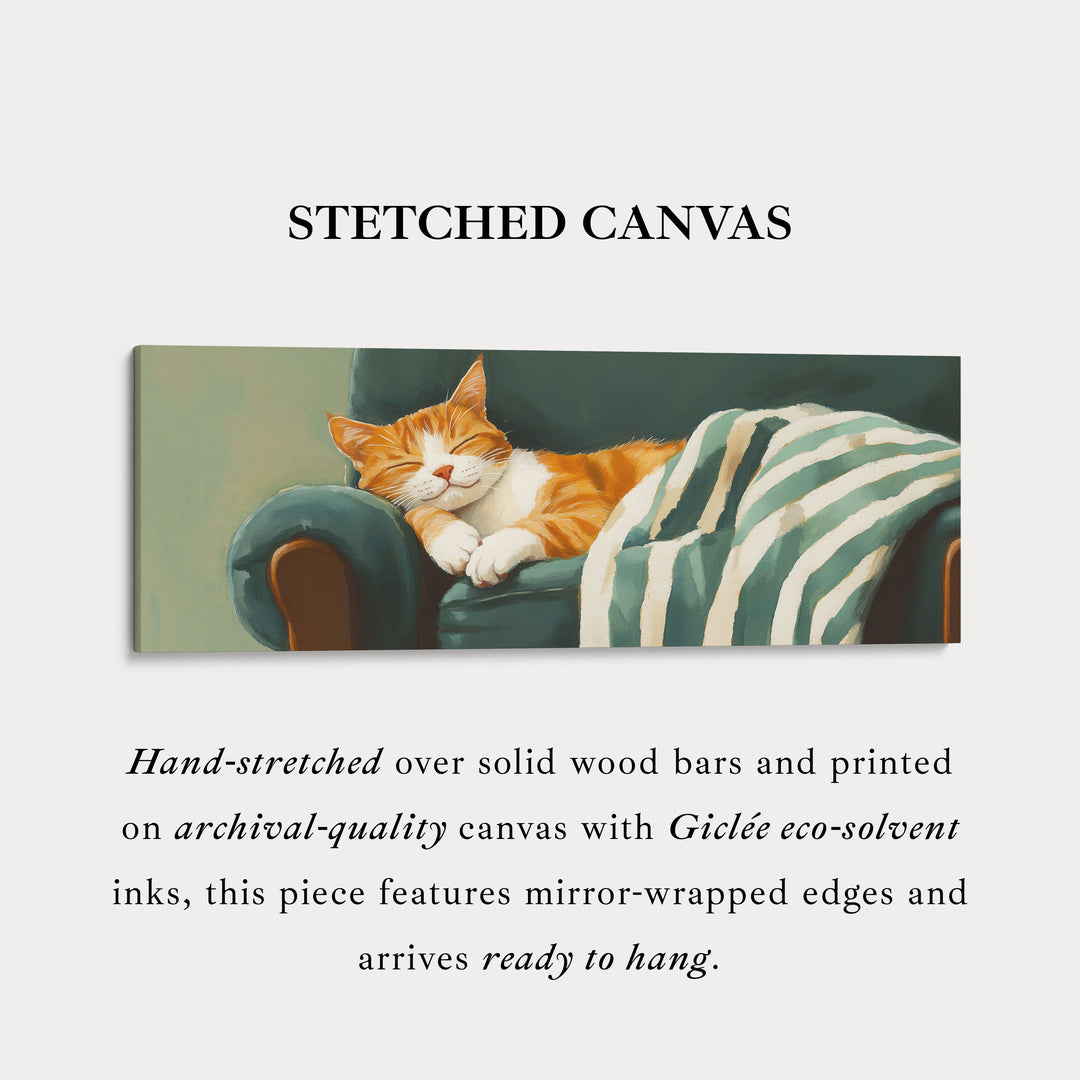 Gezellige Kat Panoramische Lange Smalle Muurkunst Grote Canvasdecoratie