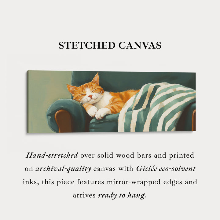 Gezellige Kat Panoramische Lange Smalle Muurkunst Grote Canvasdecoratie