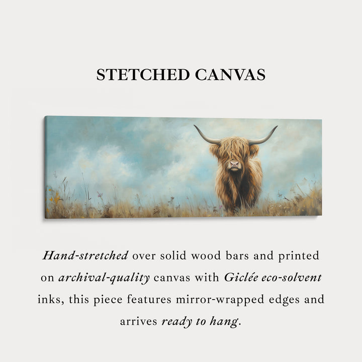 Scottish Highland Cow Long Wall Hanging Large Horizontal Wall Art