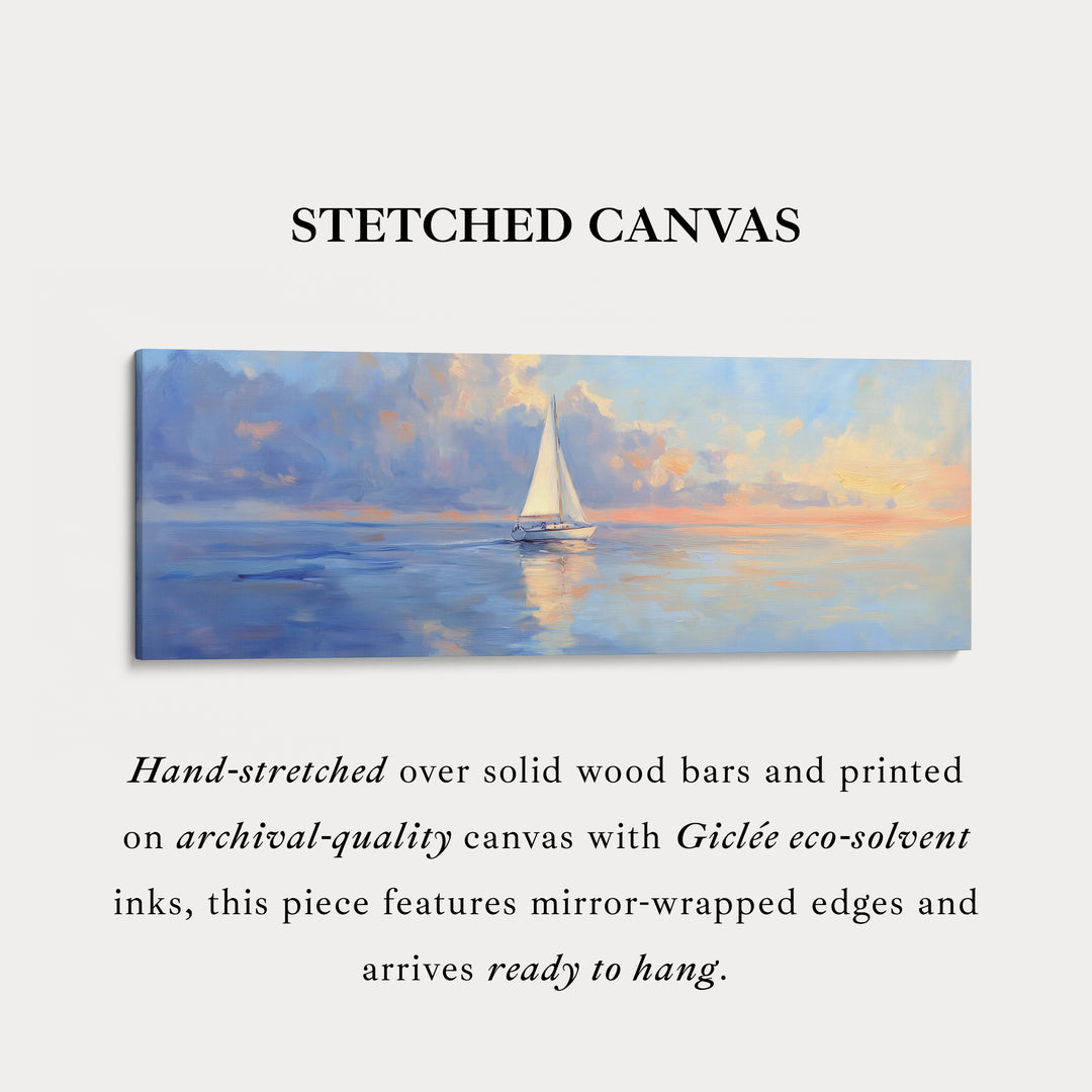 Lang horizontaal wanddecor boven bed zeilboot