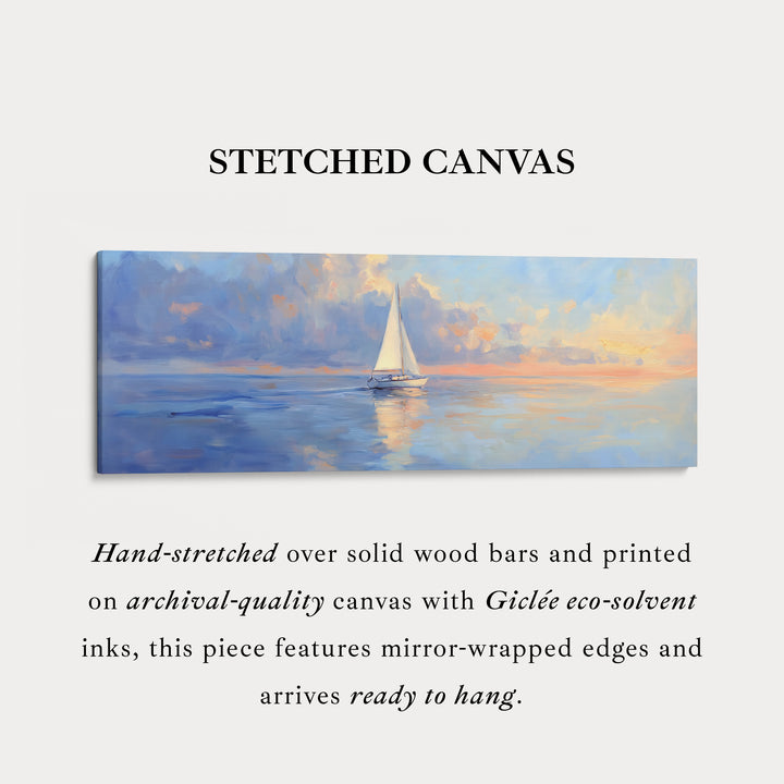 Lang horizontaal wanddecor boven bed zeilboot