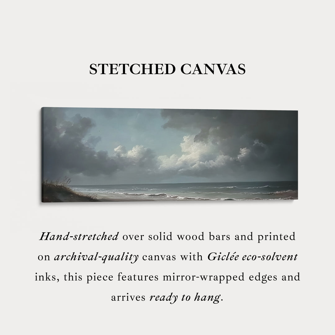 Stormy Sea Panoramic Long Horizontal Wall Art Above Bed Decor