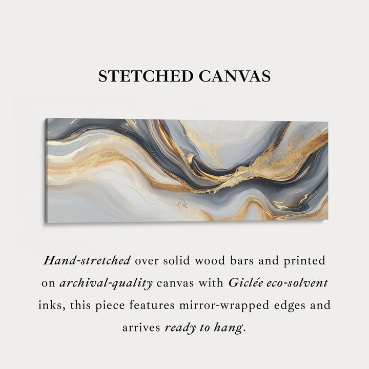 Gouden marmer grote ingelijste canvas lange smalle horizontale wanddecoratie