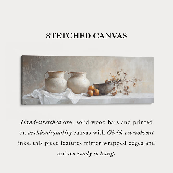 Neutrale keukenmuurkunst lange smalle muurkunst groot ingelijst canvas schilderij