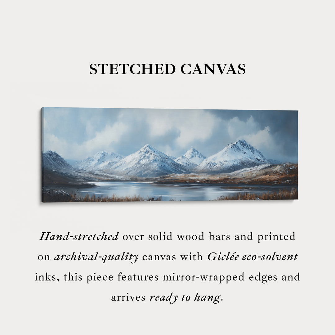 Boven het bed wanddecoratie lange horizontale panoramische bergen groot canvas