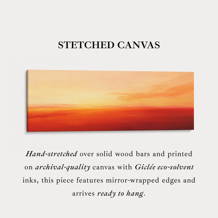 Large Canvas Decor Horizontal Long Wall Art Minimalist Abstract Orange