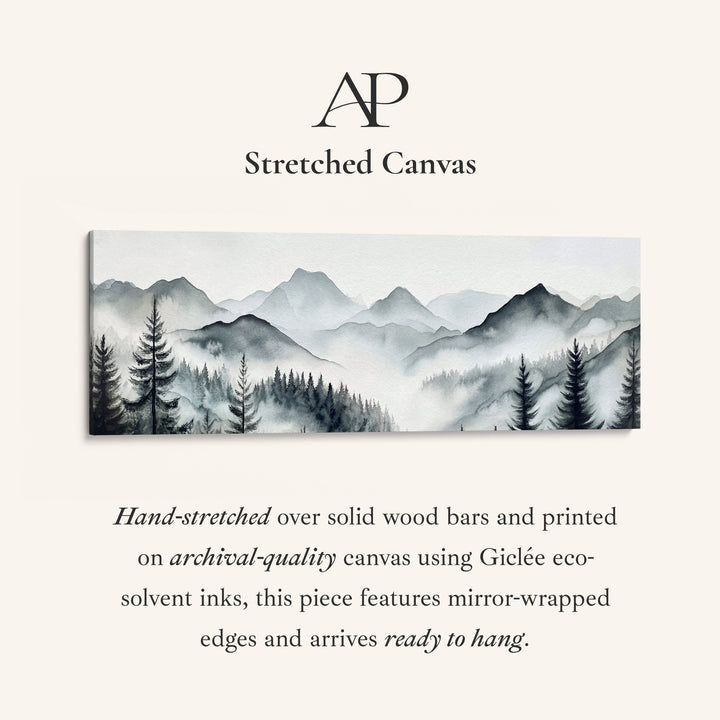 Panoramic Wall Art Misty Pine Forest Long Canvas For Office