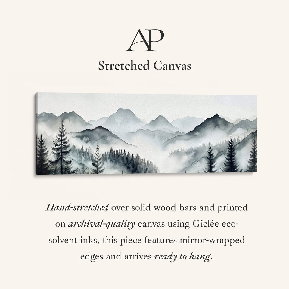 Panoramic Wall Art Misty Pine Forest Long Canvas For Office