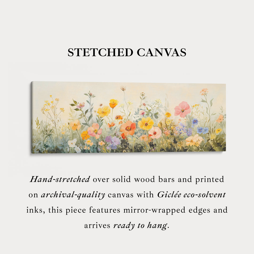 Wild Flower Meadow Grote Horizontale Ingelijste Canvas Muurdecoratie