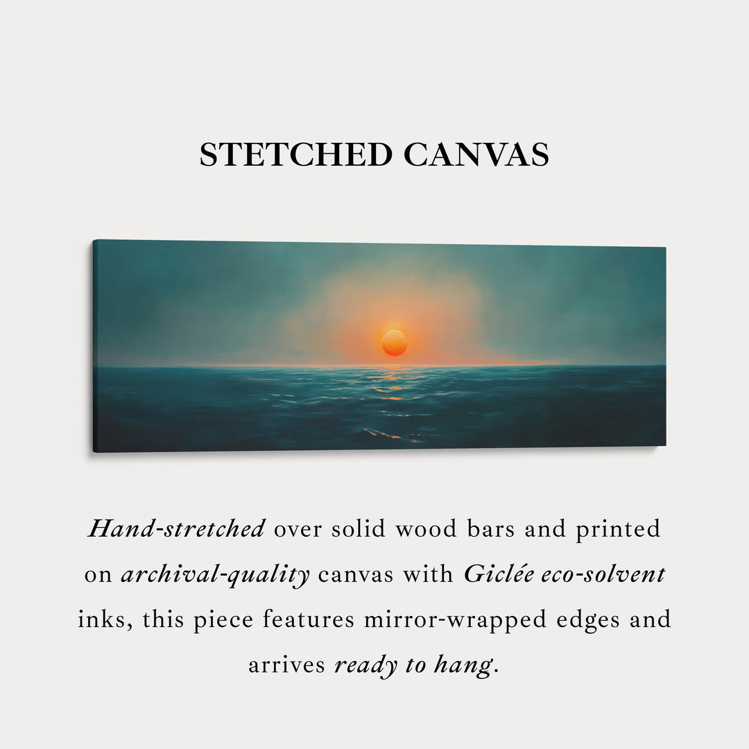 Ocean Sunset Smal Breed Horizontaal Wanddecoratie Grote Ingelijste Canvas