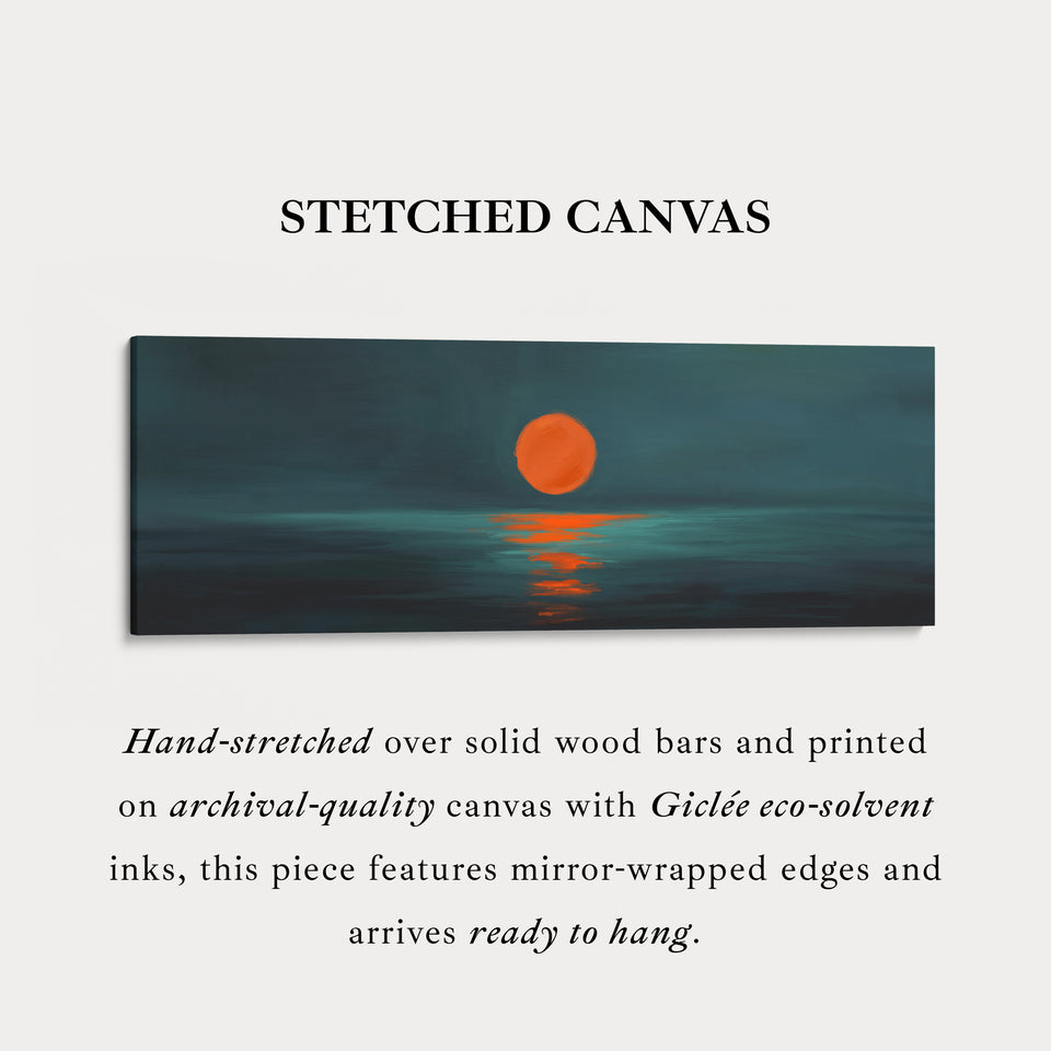 Minimalist Sunset Narrow Wide Horizontal Wall Decor Large Framed Canvas