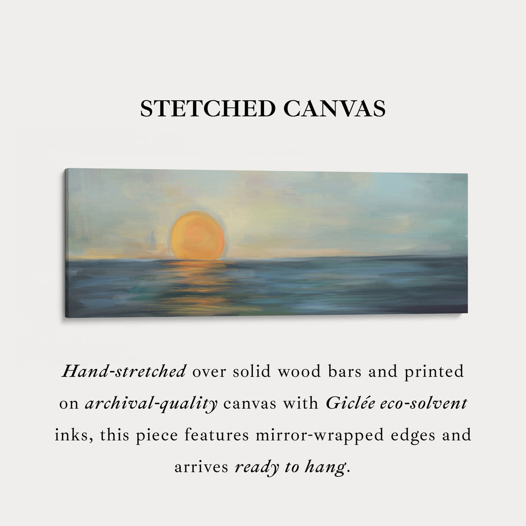 Moderne abstracte smalle brede horizontale wanddecoratie grote ingelijste canvas